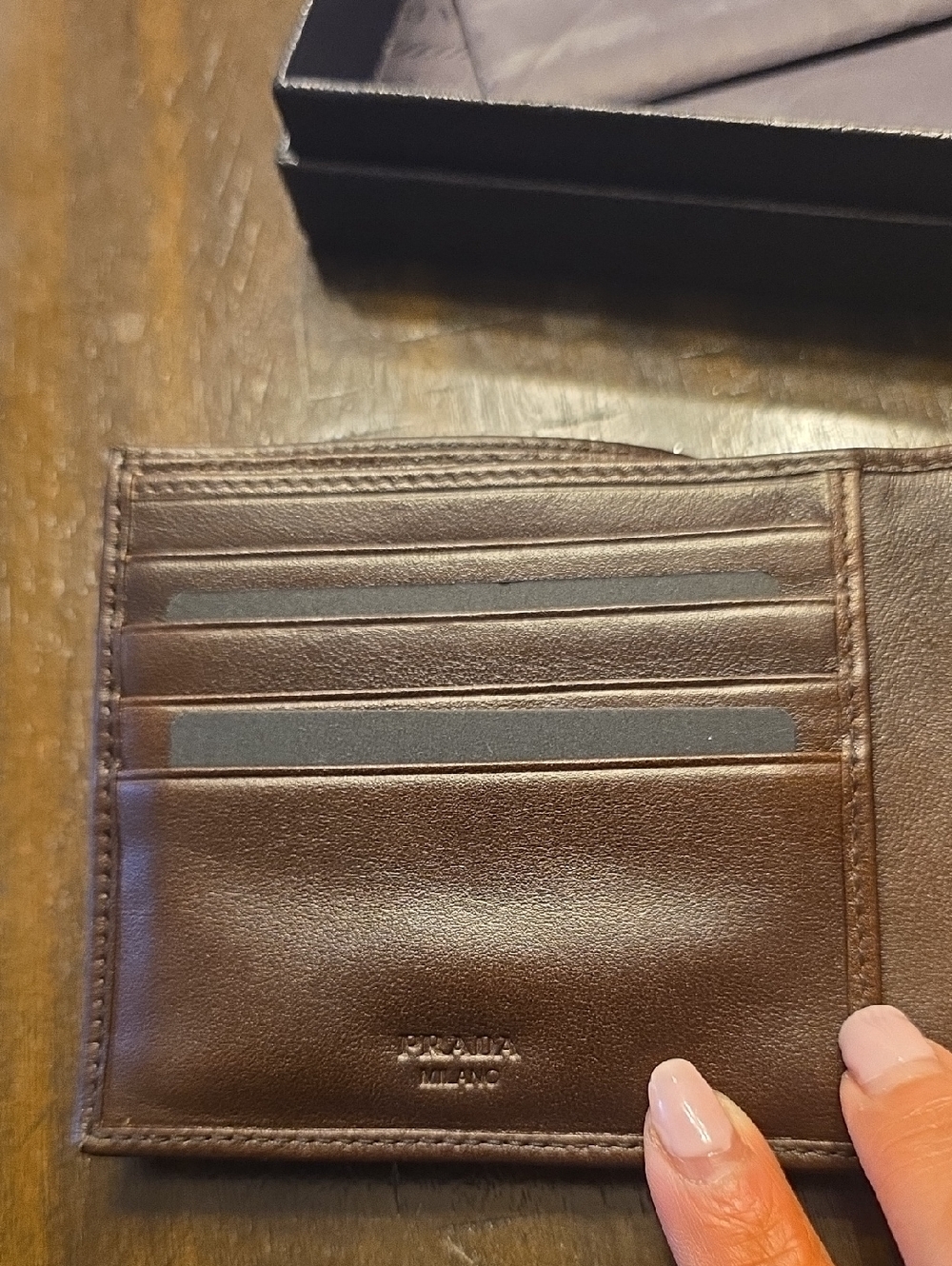 Prada Brown Leather Bi-Fold Card Holder - Picture 6 of 7